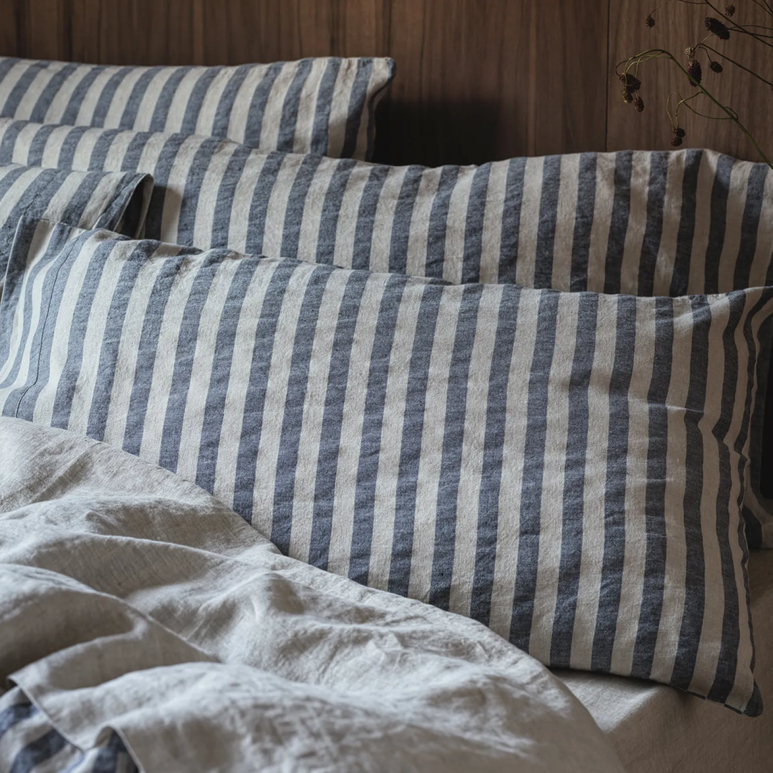 Atlantic Pembroke Stripe Linen Blend Pillowcase (Pair)