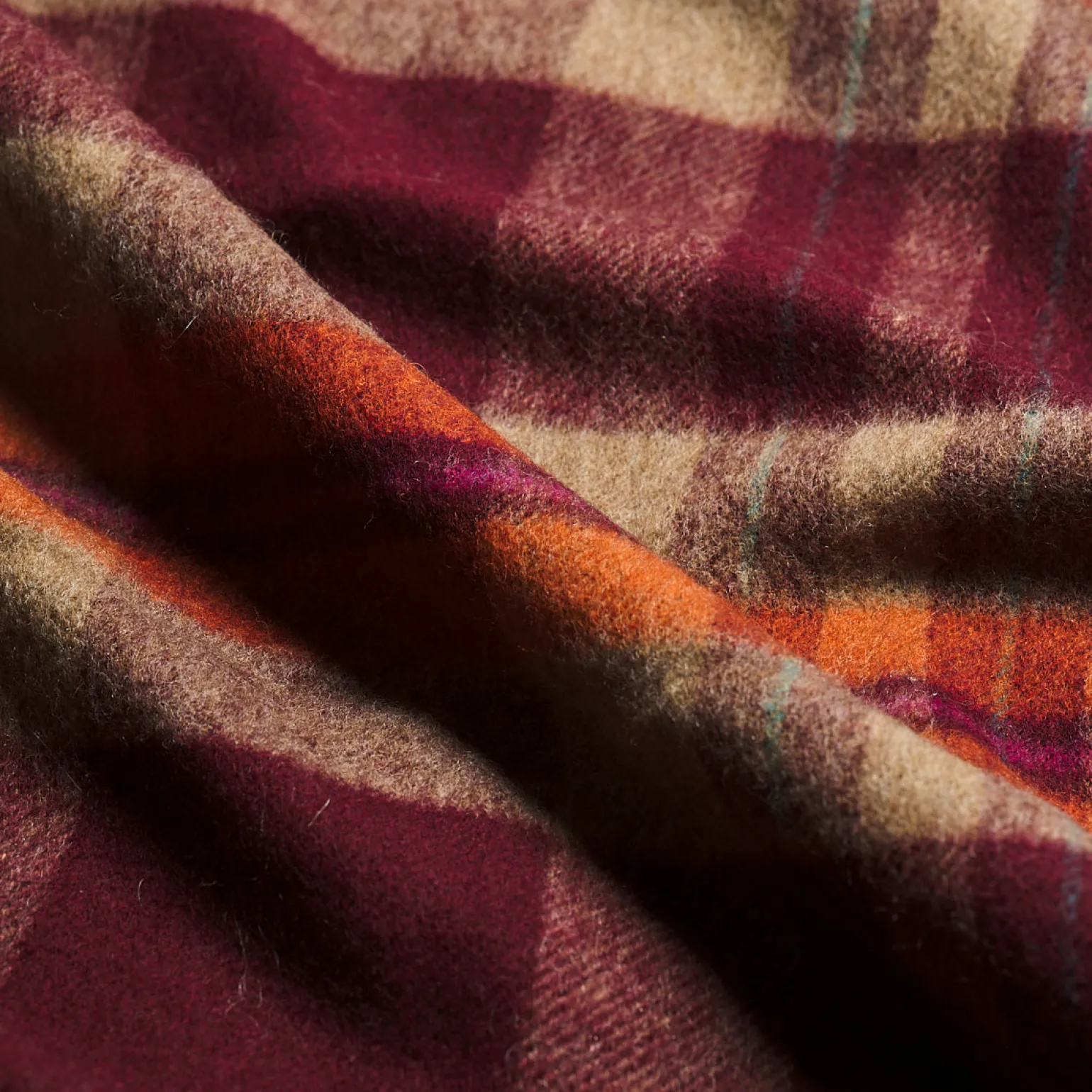 Berry Plaid Cabin Wool Blanket