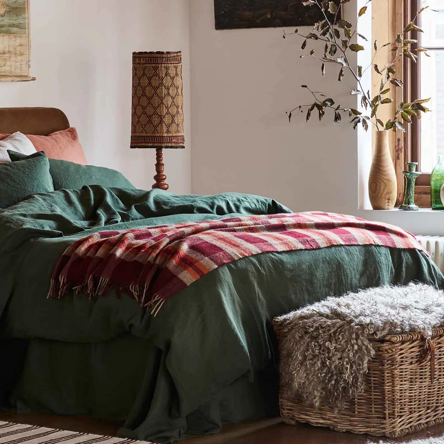 Berry Plaid Cabin Wool Blanket