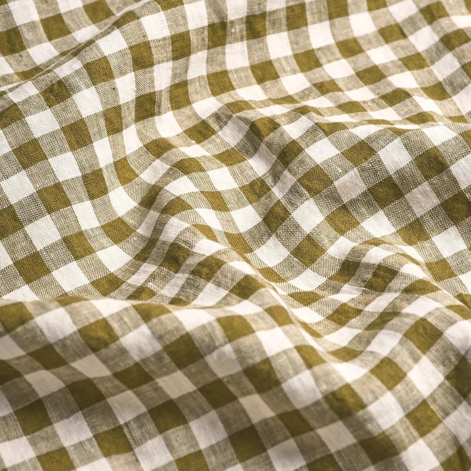 Botanical Green Gingham Linen Blend Duvet Cover
