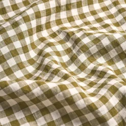Botanical Green Gingham Linen Blend Fitted Sheet