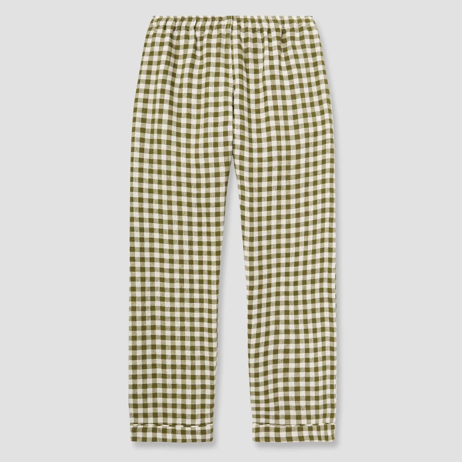 Botanical Green Gingham Linen Pajama pants