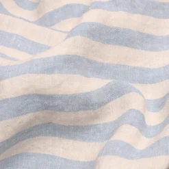 Coastal Blue Pembroke Stripe 100% Linen Fitted Sheet