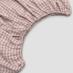 Elderberry Gingham 100% Linen Fitted Sheet