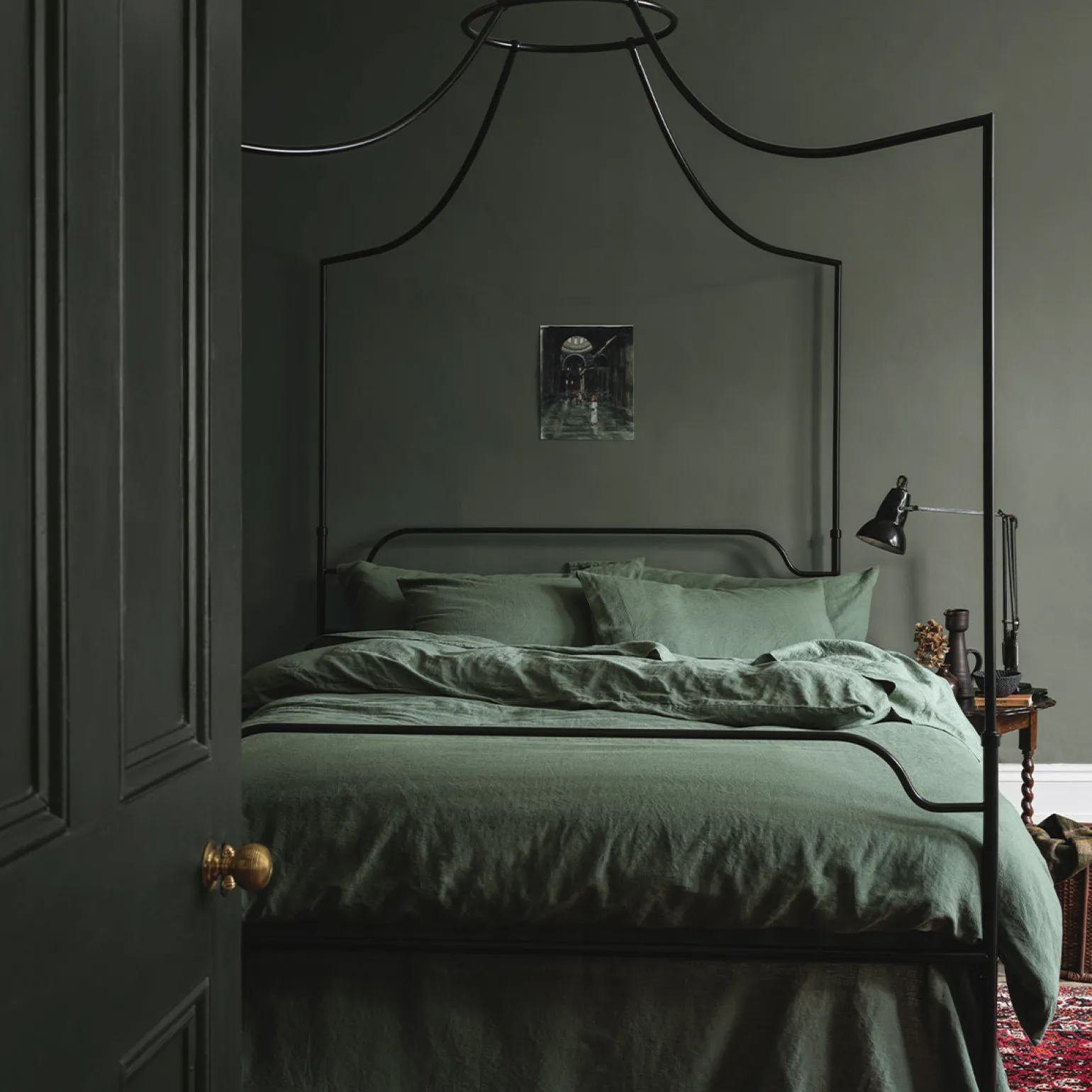 Elm Green Linen Blend Duvet Cover