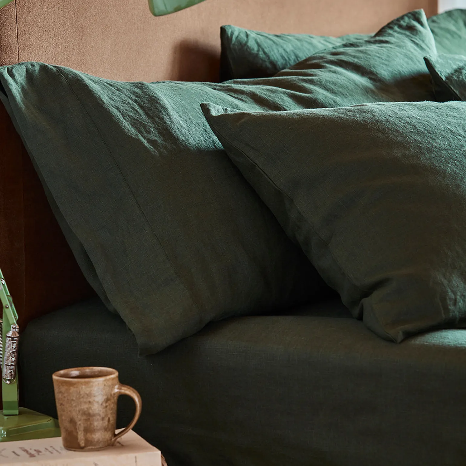 Fern Green Linen Blend Pillowcase (Pair)