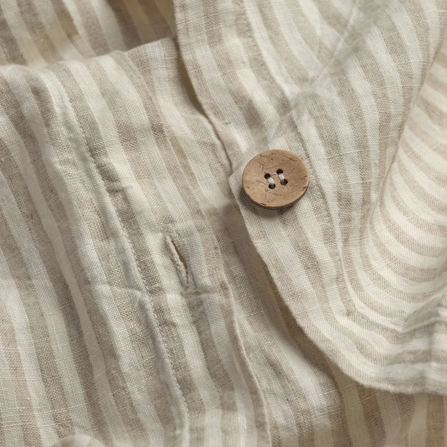 Oatmeal Stripe Linen Blend Duvet Cover
