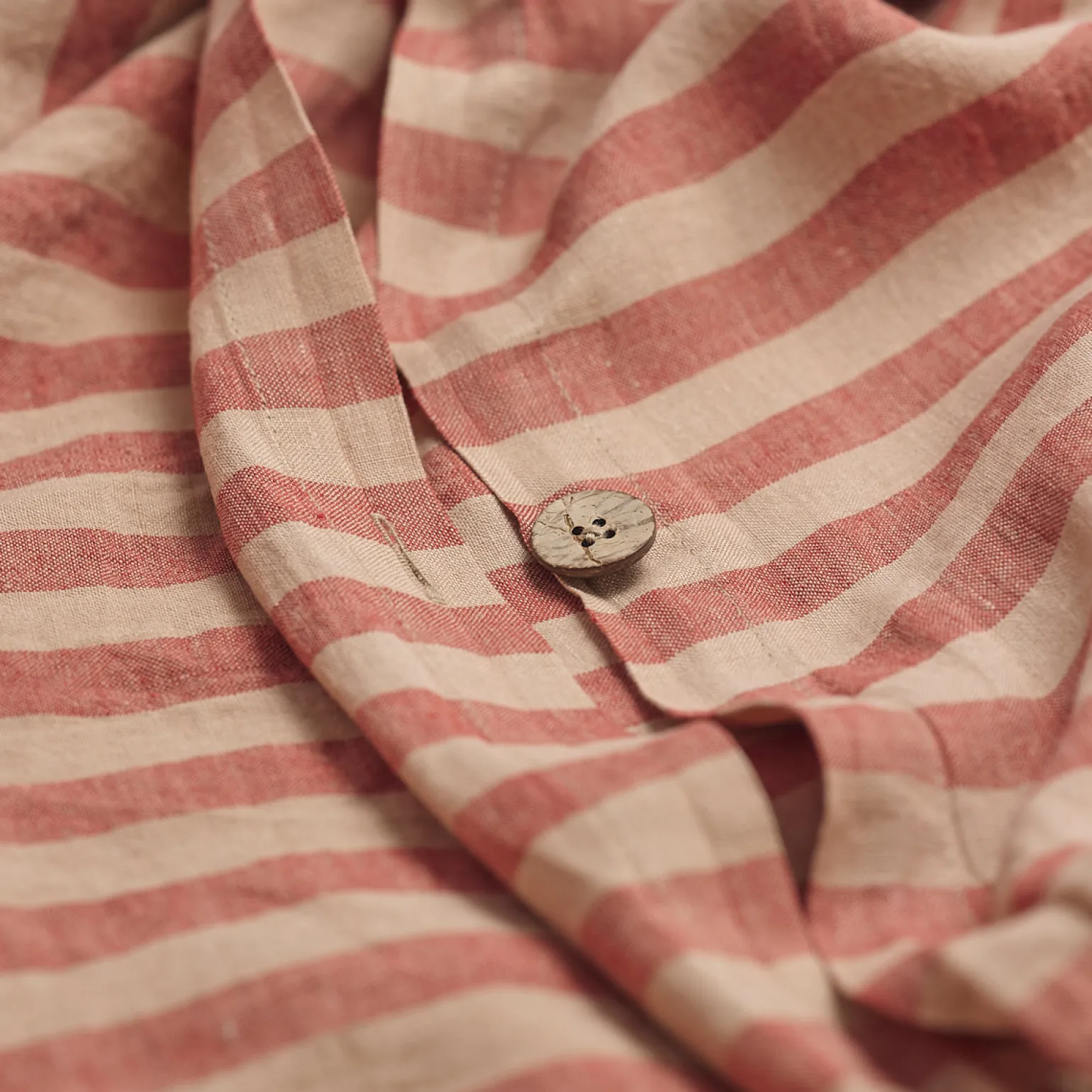 Sandstone Red Pembroke Stripe Linen Blend Duvet Cover
