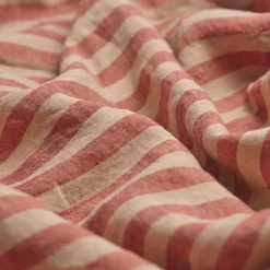 Sandstone Red Pembroke Stripe Linen Blend Flat Sheet