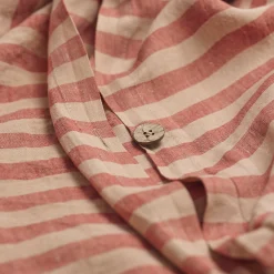 Sandstone Red Stripe 100% Linen Duvet Cover