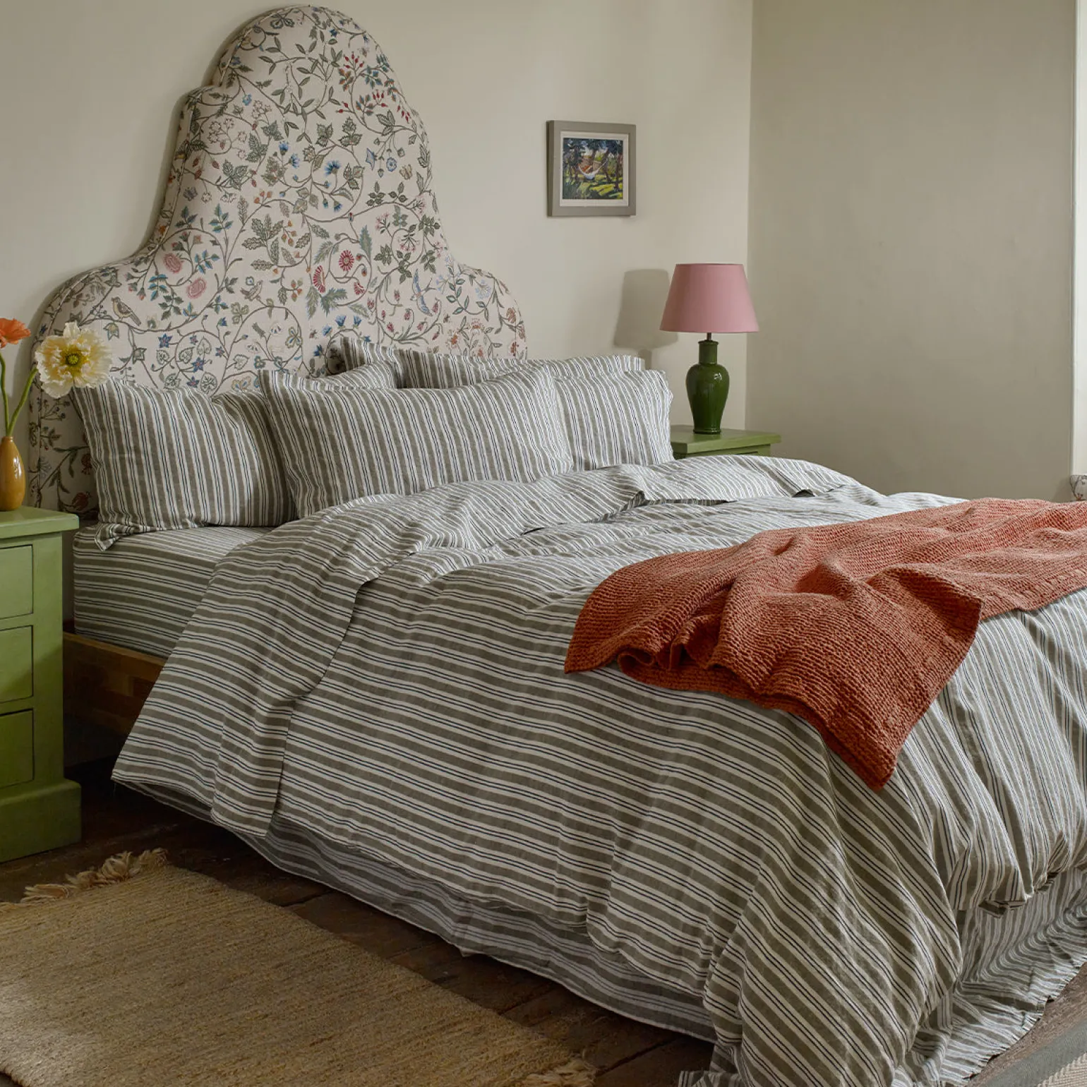 Thyme Somerley Stripe Linen Blend Duvet Cover