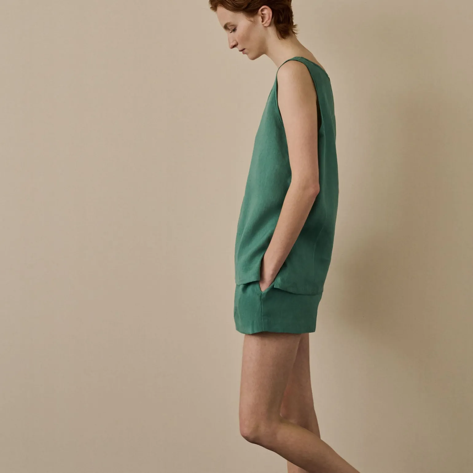 Tranquil Green Linen Tencel Cami Set